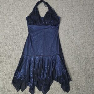 Vtg 90s Taboo Asymmetrical Sparkly Babydoll Halter Dress Whimsigoth Fairy Grunge